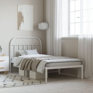 металлический каркас кровати с изголовьем, белый, 107x203 см