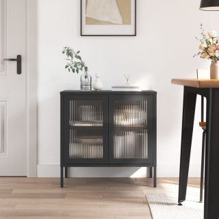 puhvetkapp, must, 70 x 35 x 70 cm, klaas ja teras