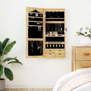 seinale kinnitatav peegliga ehetekapp, 37,5x10x90 cm
