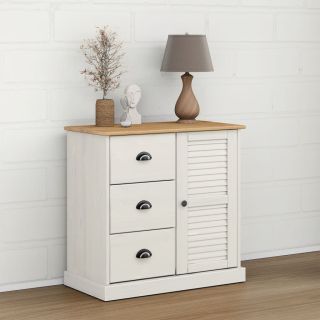 sahtlitega puhvetkapp VIGO 78 x 40 x 75 cm, valge, männipuit