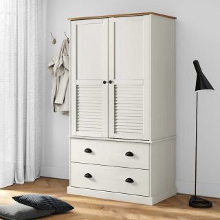 riidekapp VIGO, valge, 90 x 55 x 170 cm, männipuit