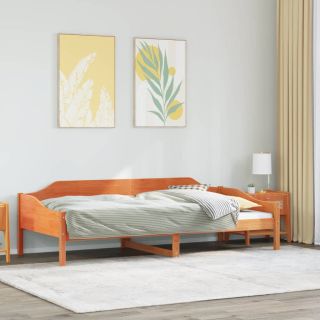 voodiraam ilma madratsita, vahapruun, 90 x 200 cm, männipuit