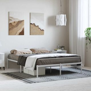 metallist voodiraam, valge, 135x190 cm