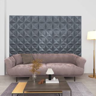 3D seinapaneelid, 24 tk, 50x50 cm, origamivalge, 6 m²