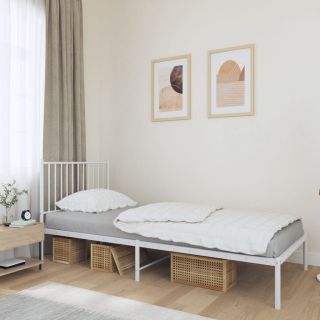 металлический каркас кровати с изголовьем, белый, 90 x 200 см