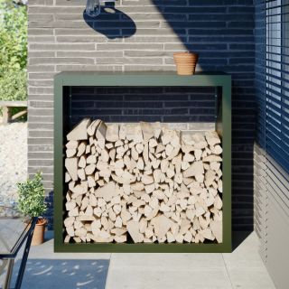 küttepuude rest, roheline, 100x40x100 cm, teras