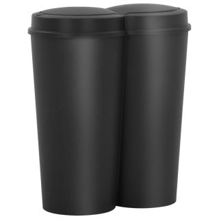 kahe konteineriga prügikast, must, 50 l