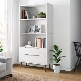 Книжный шкаф MOLDE, белый, 85 x 35 x 170,5 см, сосна