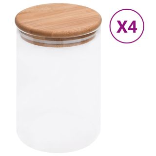 klaasist säilituspurgid, bambusest kaanega, 4 tk, 800 ml