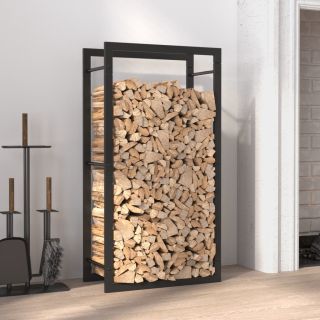 Подставка для дров, матово-черная, 50x28x94 см, сталь
