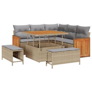 8-osaline aia diivanikomplekt padjadega Beež Polü Rattan Akatsia,2-kohaline aia diivan padjadega Beež Polü Rattan,3-osaline aia söögikomplekt padjadega Beež Polü Rattan Akatsia