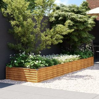 taimekast, 387 x 100 x 36 cm, Corten-teras