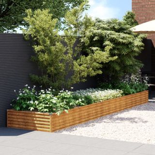 taimekast, 482 x 100 x 36 cm, Corten-teras