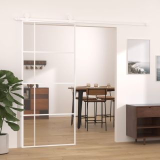 liuguks, ESG-klaas ja alumiinium, 90 x 205 cm, valge