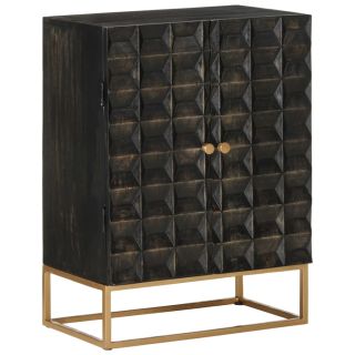 puhvetkapp, must, 55 x 34 x 75 cm, mangopuit ja raud