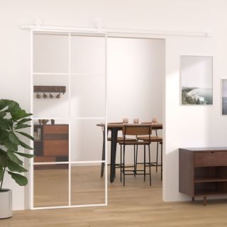 liuguks, ESG-klaas ja alumiinium, 90 x 205 cm, valge