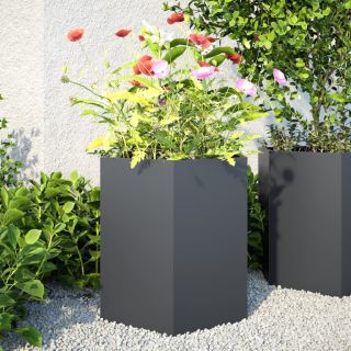 aia taimekastid 2 tk, must, kuusnurkne, 46x40x45 cm, teras