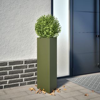 kolmnurkne aia taimekast, oliiviroheline, 30x26x75 cm, teras