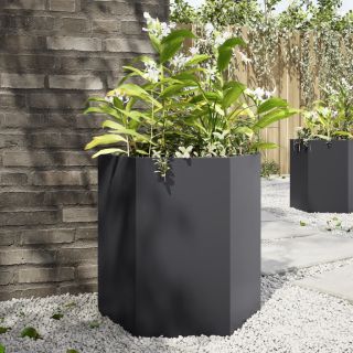 aia taimekastid 2 tk, must, kuusnurkne, 46x40x45 cm, teras