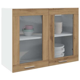 rippuv klaaskapp “Lyon” Artisan tamm 80x31x60 cm ehituspuit