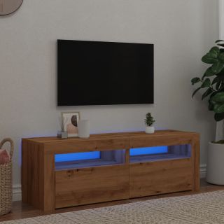 Тумба под телевизор с LED подсветкой, дуб крафт, 120x35x40 см, искусственное дерево