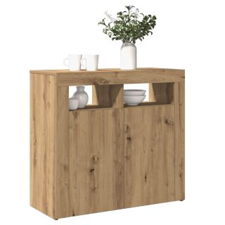 puhvetkapp LED-tulega, käsitöötamm, 80x35x75 cm, tehispuit