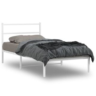 металлический каркас кровати с изголовьем, белый, 107x203 см