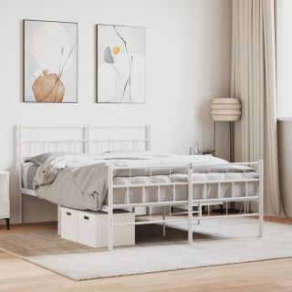 металлический каркас кровати с изголовьем и изножьем, белый, 140 x 200 см