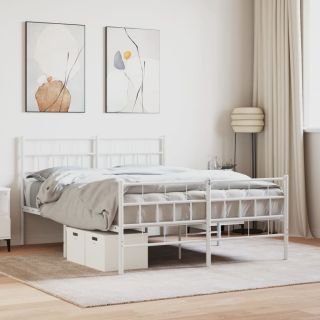 металлический каркас кровати с изголовьем и изножьем, белый, 120 x 200 см