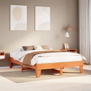 voodiraam ilma madratsita, vahapruun, 140 x 200 cm, männipuit