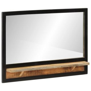 riiuliga peegel, 80 x 8 x 55 cm, klaas ja mangopuit