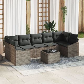 8-osaline aedsofa komplekt padjadega hall polürotang