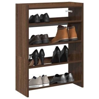 Полка для обуви, коричневый дуб, 60x25x81 см, искусственное дерево