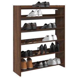 Полка для обуви, коричневый дуб, 80 x 25 x 100 см, искусственное дерево