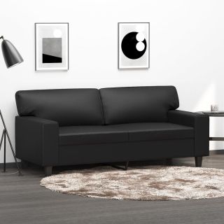 kahekohaline diivan, must, 140 cm, kunstnahk