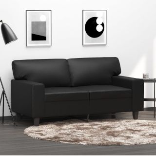 kahekohaline diivan, must, 120 cm, kunstnahk