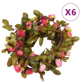 kunstlilledega jõulupärg 6 tk, roosiroosa, 215 cm