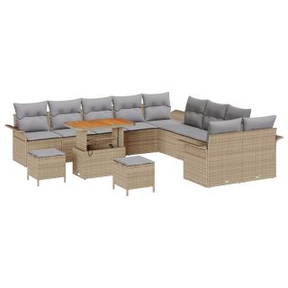 13-osaline aia diivanikomplekt padjadega beež polü rattan eucalyptus