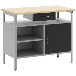 Tööpink lukustatava uksega Must 100x55x85 cm Teras