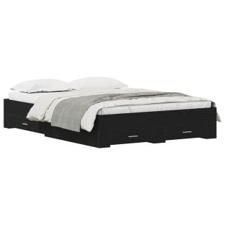 Voode raam sahtlitega Must tamm 135x190 cm Töödeldud puit