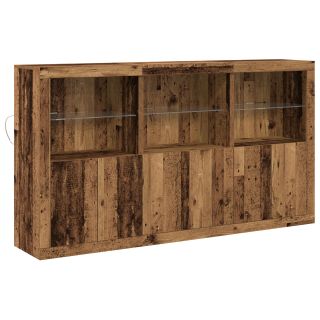 Kõrvallaud LED-valgustiga Vana Puit 181.5x37x100 cm Töödeldud puit