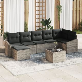 7-osaline Aia Söögikomplekt Padjatega Must Polü Rattan
