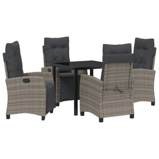 5 osa aia söögi komplekt hall polü rattan
