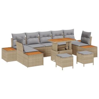 10-osaline aia diivanikomplekt padjadega beež polü rattan,3-osaline aia söögilaua komplekt padjadega beež polü rattan