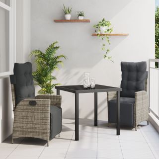 3-osaline aiapinki komplekt hall polü rattan