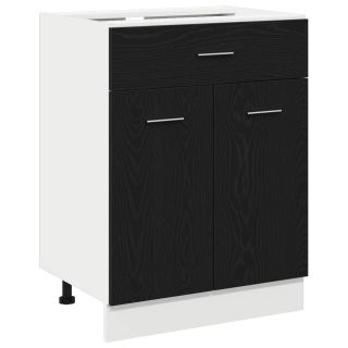 Must Puitsõltuv Nõudekapp - 60x46x81.5 cm Valmistatud Tehispuidust