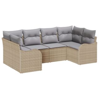 6-osaline aiamööbli komplekt padjadega beež polü rattan,2-kohaline aiamööbel hoiuruumi ja padjadega beež polü rattan