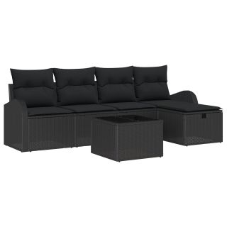 6-osaline aia sohva komplekt padjaga Must polü rattan,2-kohaline aia sohva hoidla & padjaga Must polü rattan