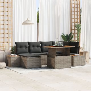 7-osaline aiDining komplekt patjadega hall polü rattan akatsiaga
