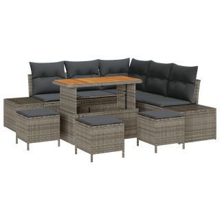 9-osaline Aia Sofakomplekt Patjadega Hall Polü Rotang Acacia,2-kohaline Aia Sofa Patjadega Hall Polü Rotang,4-osaline Aia Söögikomplekt Patjadega Hall Polü Rotang Acacia